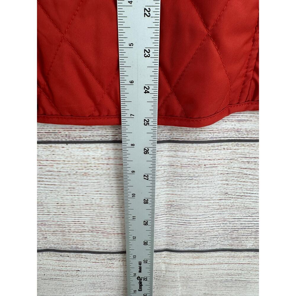 LL Bean Quilted Full Zip Vest Womens Medium Rust Brown Plaid Lined Cord Collar - Picture 10 of 10